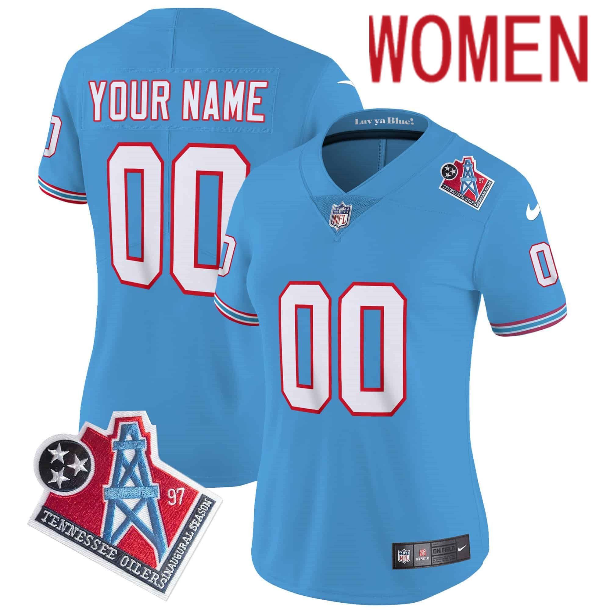 Women Tennessee Titans Light Blue 1997 Throwback 2024 Nike Limited Vapor Custom NFL Jersey->customized nfl jersey->Custom Jersey